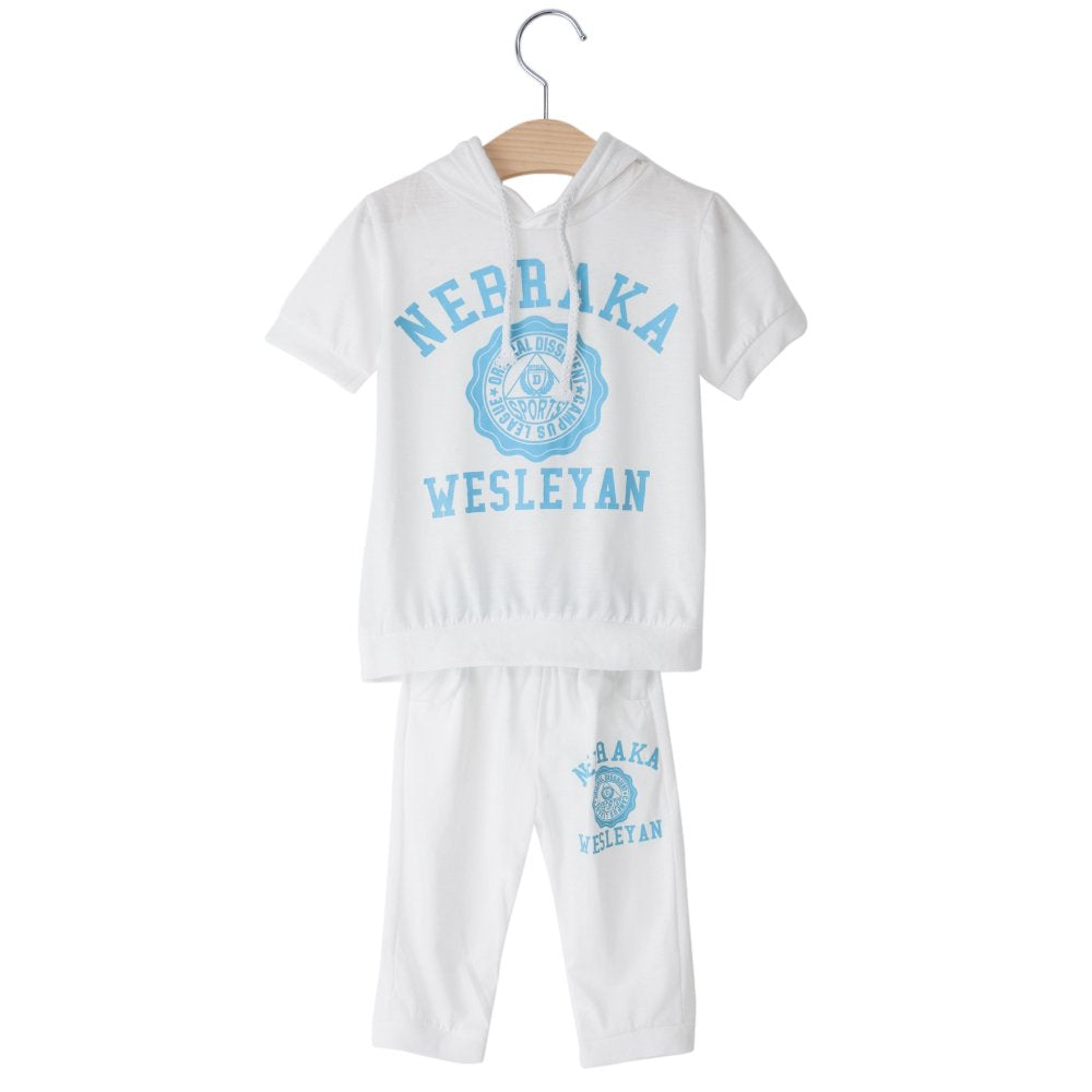 PALAY Short-sleeve T-shirt Hoodies Unisex Letter Print Soft Coton Sport Suit for Kids PALAY Short-sleeve T-shirt Hoodies Unisex Letter Print Soft Coton Sport Suit for Kids